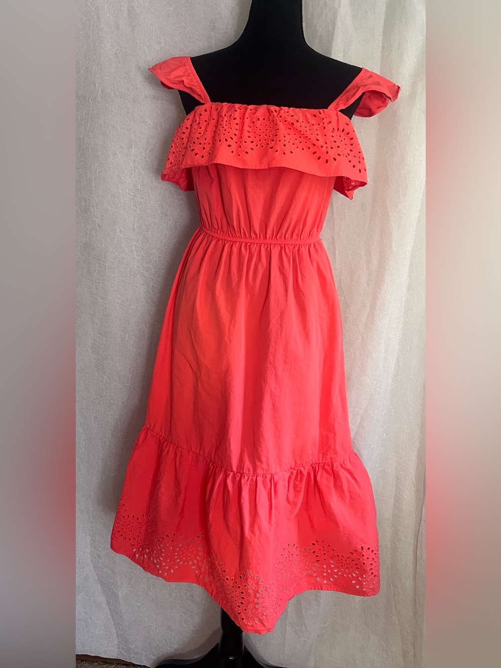 LC Lauren Conrad Coral Off-Shoulder ruffle eyelet dress